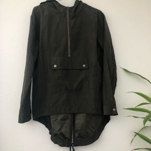 Suede Like Mid Zipper Pullover Jacket